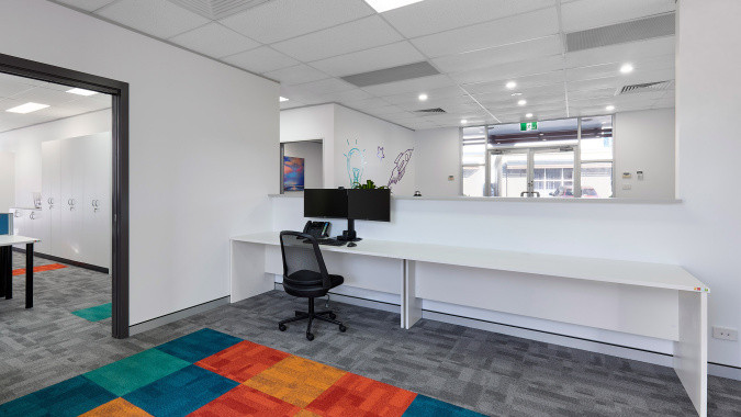 beam tuggerah reception desk, new office build