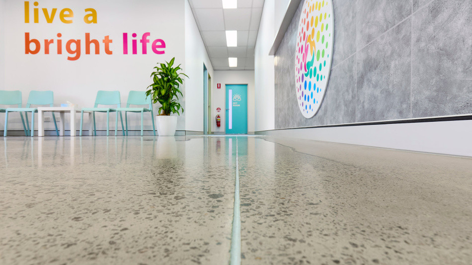 floor view of beam tuggerah waiting area in new office construction